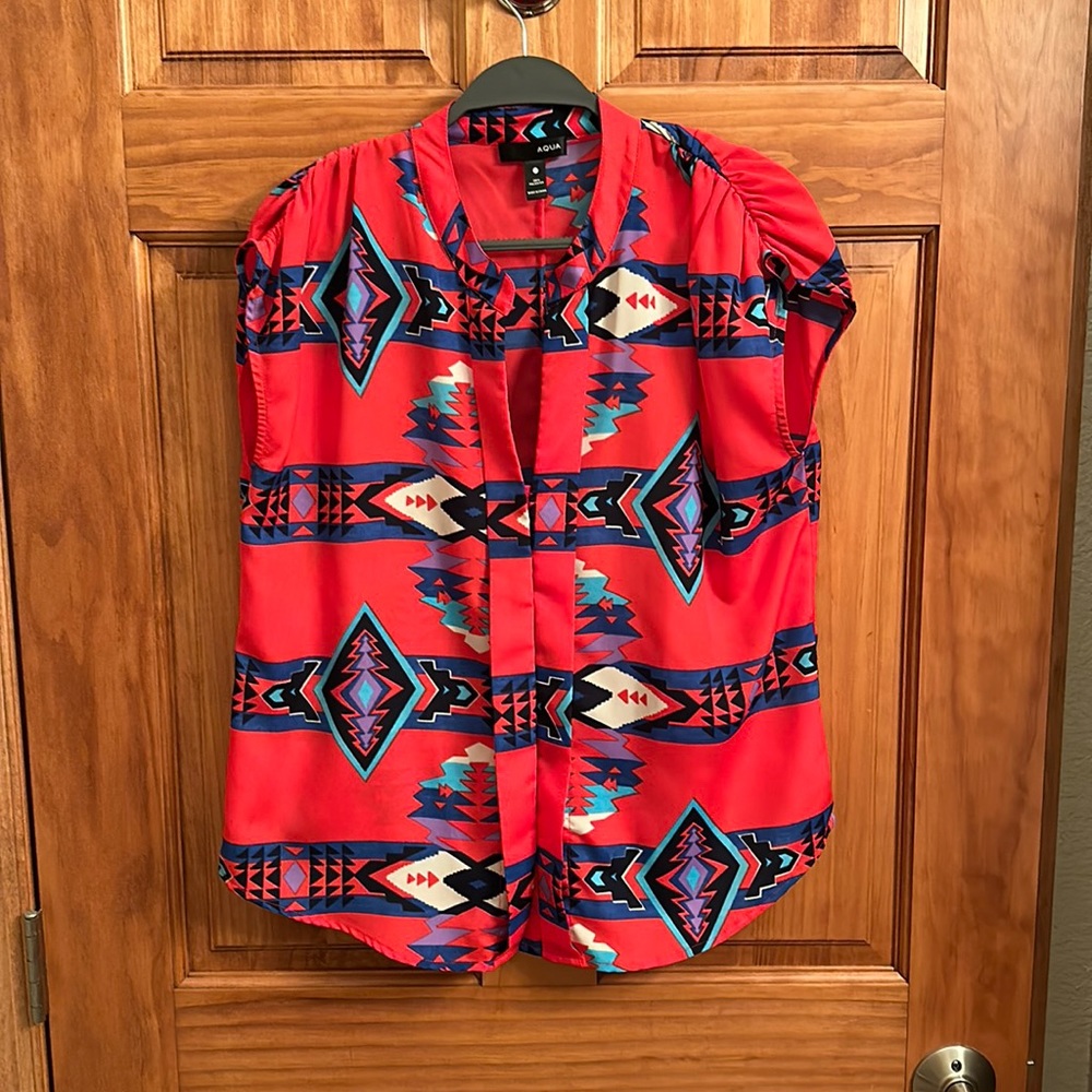 Aqua sleeveless blouse